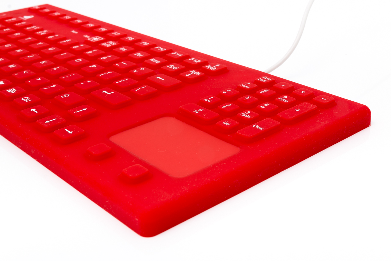 individualisierte Tastatur aus Silikon in rot